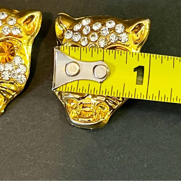 Leopard Panther Rhinestone Gold Pushback Concho Hardware Button Crafts Bling 5x - Picture 8 of 13
